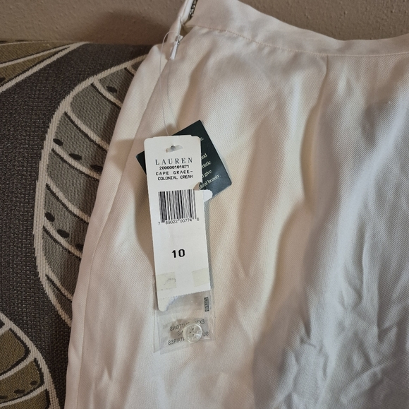 New 💯% Silk Lauren Ralph Lauren 10 Cape Grace Colonial Cream WideLeg Dress Pant - Picture 13 of 15